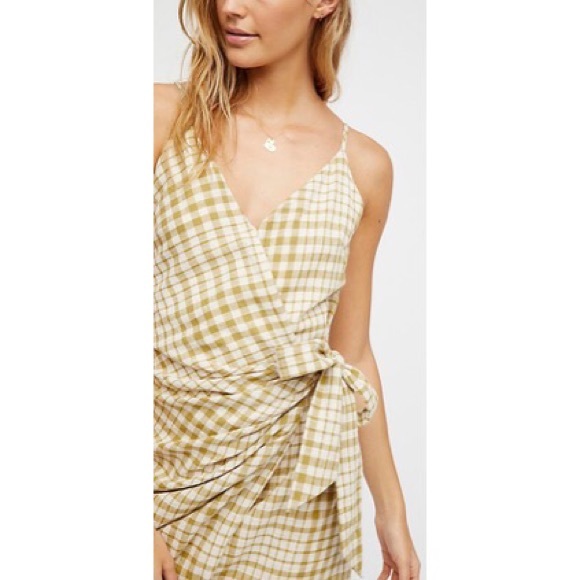 🍾🆕 Free People ♡ Noida Gingham Dress ♡ Olive - Picture 4 of 8